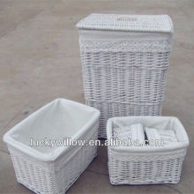 wholesale white wicker laundry basket with handle