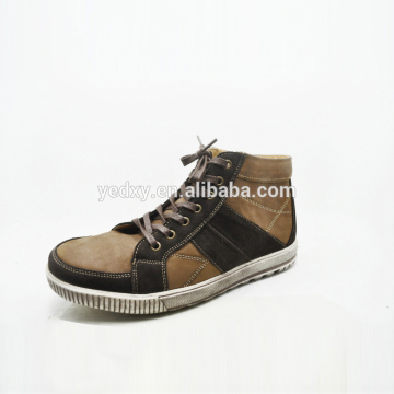 fashionable sport style lace up flat sole men scrap cow leather boots