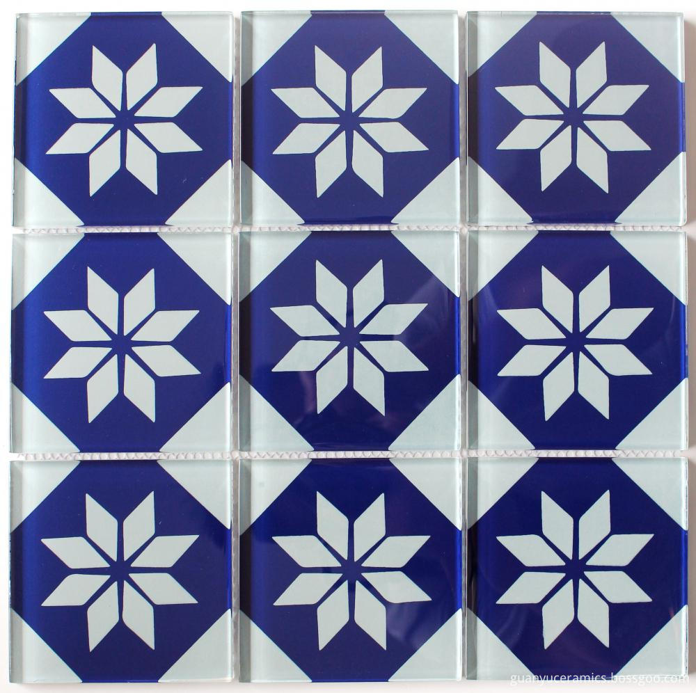 Bunga Biru Corak Crystal Kaca Mozek Bossgoo Com