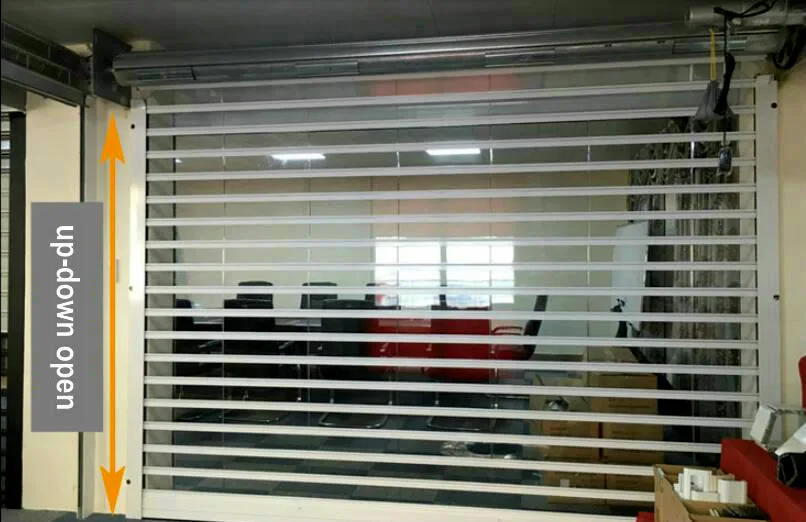 Automatic Electric Good Vision Clear Transparent Design Roller Shutter Auto Polycarbonate Rolling Door Aluminium Glass Security Commercial Roller Door