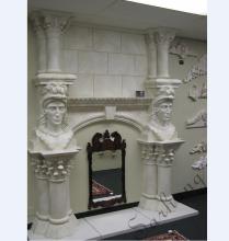 Luxury villa decoration Double tired hand carved statue marble fireplace