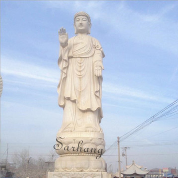 Chinese White Stone Standing Buddha Statues