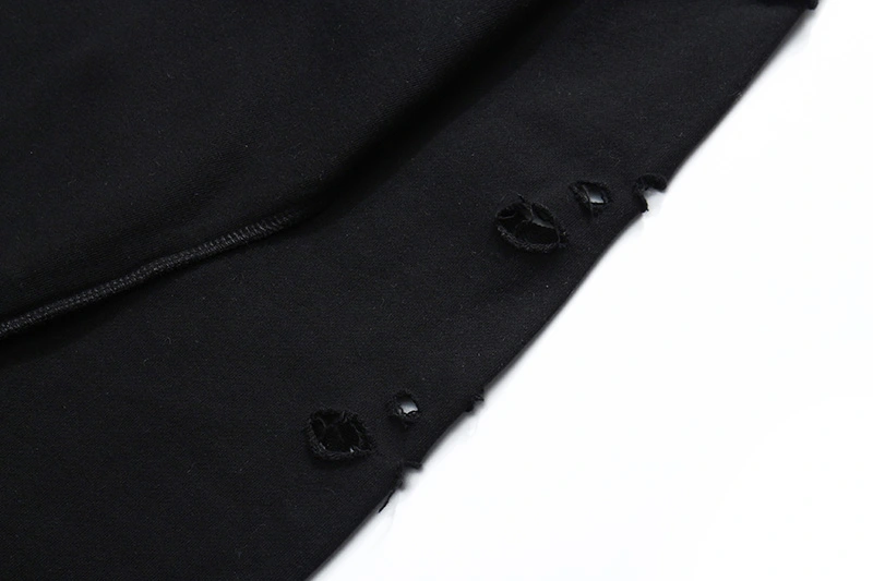 Trendy Hole Loose Couple All-Match Solid Color Hoodie