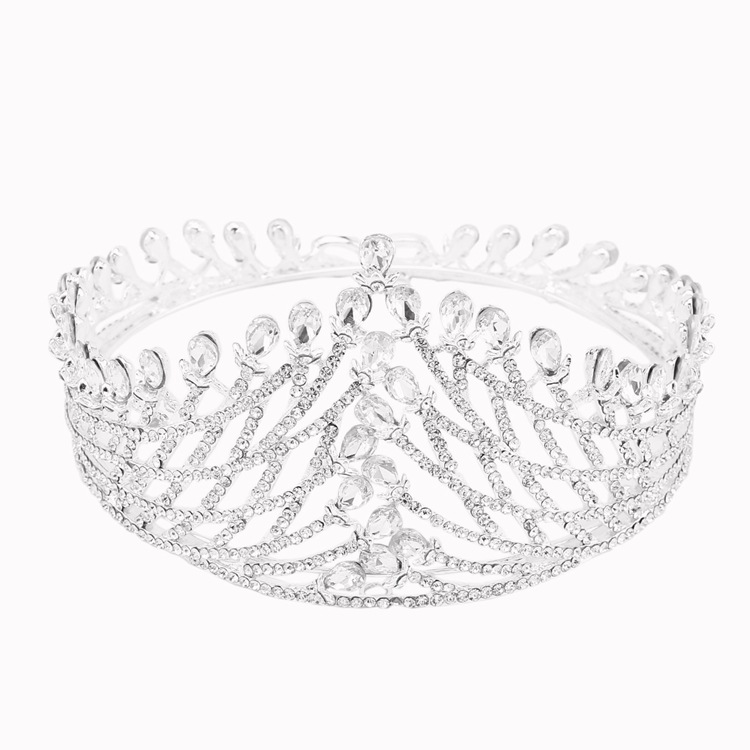 3.5''Fashion Silver Plated Baroque Crown Tiaras