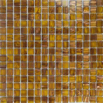Gold line azulejos de mosaico de vidrio clásico ámbar marrón
