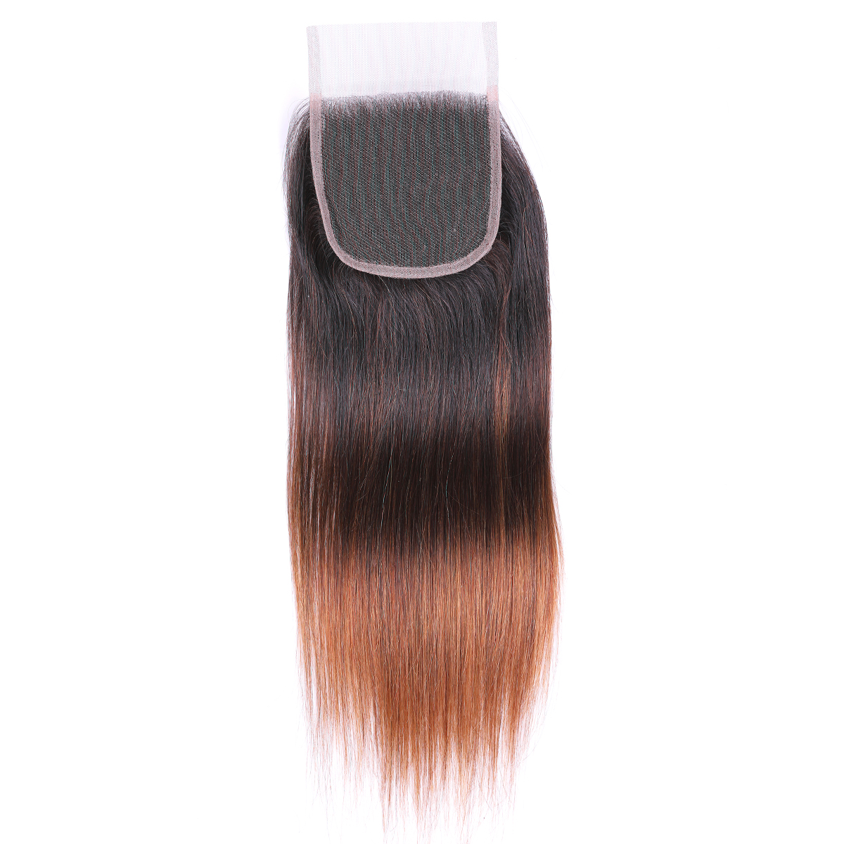 Virgin Hair 1B/4/30 Ombre Color Straight Angels Hair Weaves With Top Closure