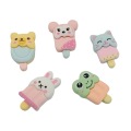 Śliczne żywica Mini Cartoon zwierząt Popsicle z płaskim tyłem Cabochon księga gości Kawaii DIY ozdoby akcesoria