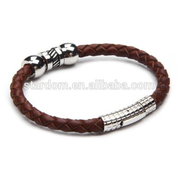 Stainless Steel Leather Bracelet Fitness Bracelet Wholesale