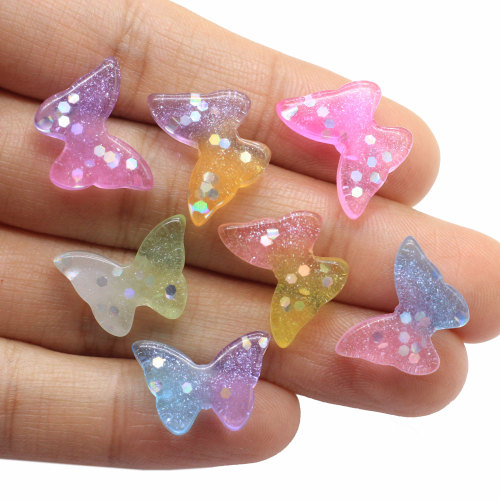 Faible MOQ Glitter Flatback Résine Planaire Papillon Diy Nail Art Scrapbook Décorations