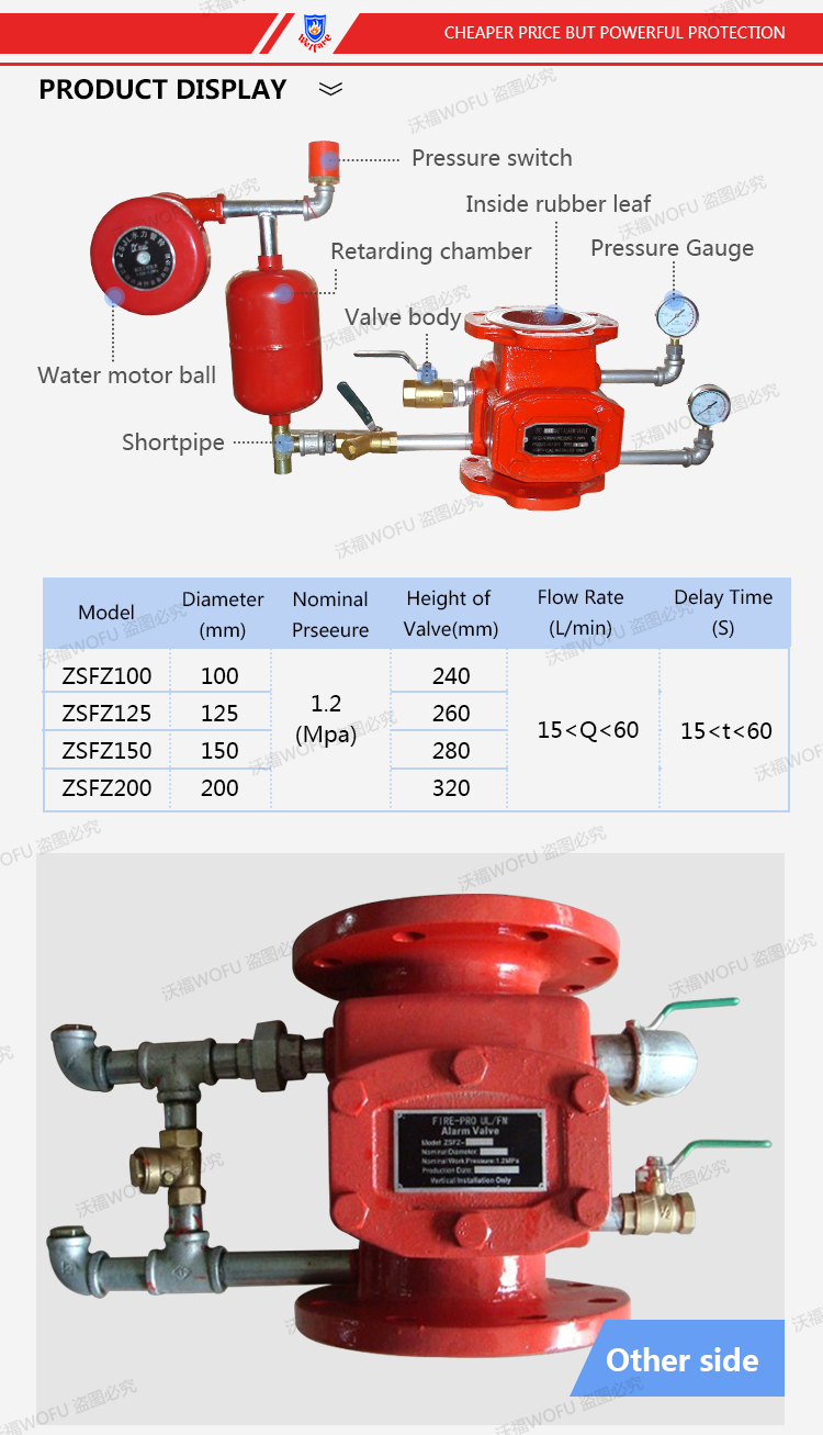 6" ZSFZ wet pipe sprinkler system water alarm check valve