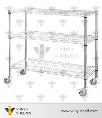 3 shelves movable chrome display stands