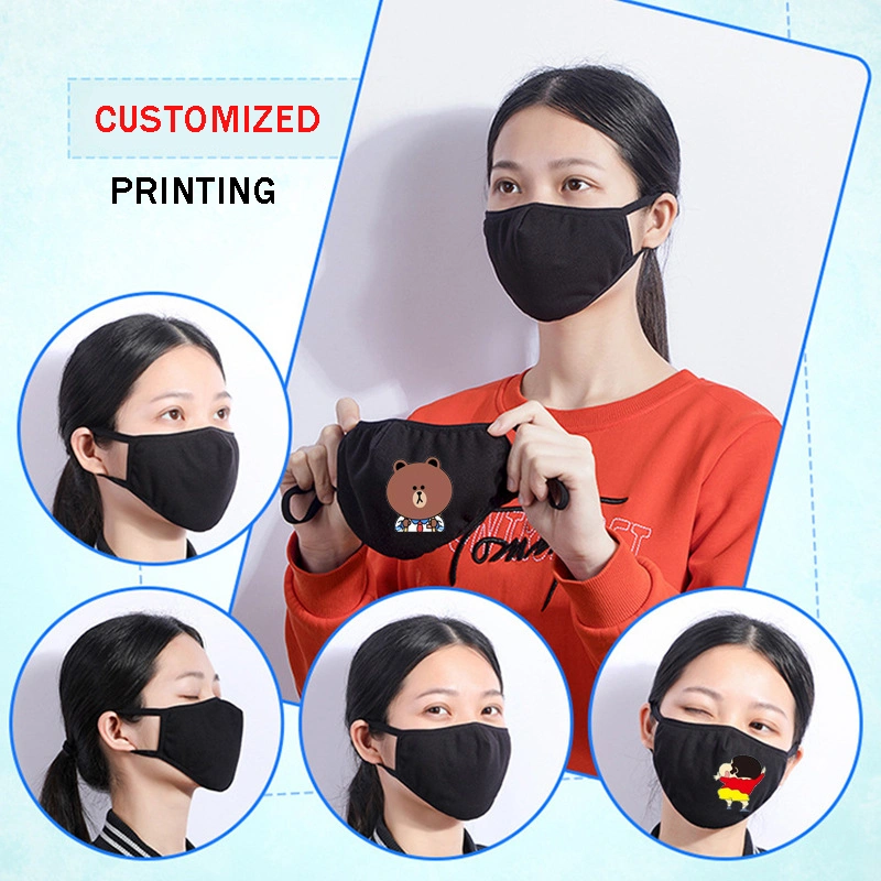 Custom Black Mouth Mask Reusable Dust Mast Cover Anti-Dust Cotton Face Mask for Kids and Adult