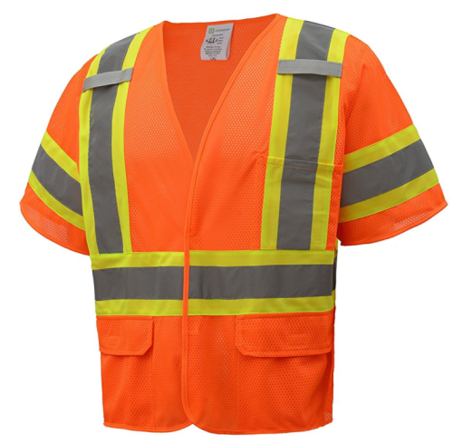 Veste de segurança de alta visibilidade com tiras reflectoras atende ANSI ISEA 107 2010