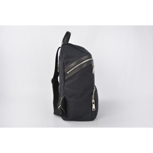 Unisex: Schwarzer lässiger robuster Leder-Canvas-Rucksack