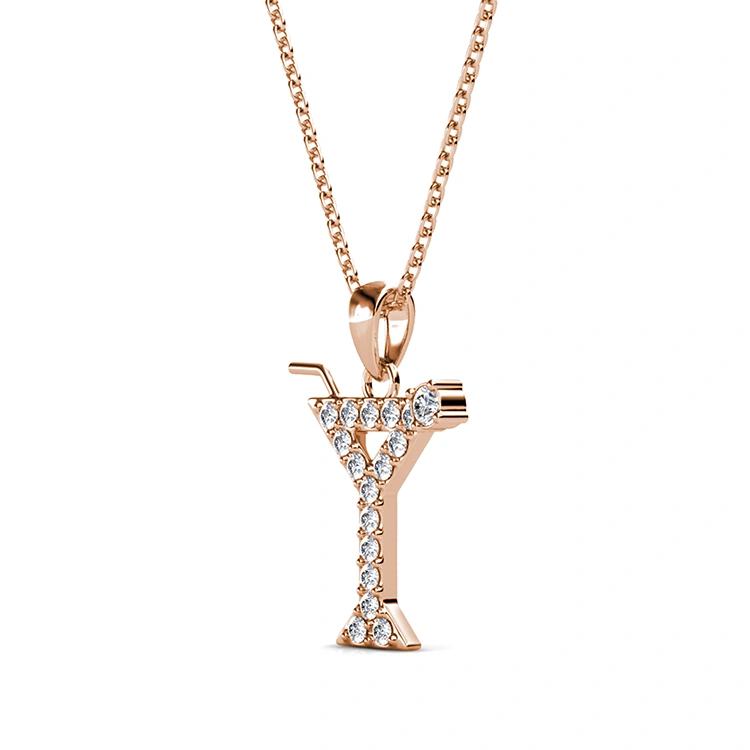 New Premium Austrian Crystal Party Jewelry Martini Cocktail Glass Pendant Necklace for Women