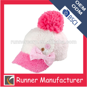 Winter cute headwear stylish girls hats with pom pom