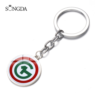 Fashion O1G Keychain Minimalism Hungary Badge Printed Glass Dome Pendant Key Ring Chain Alloy Porte Clef Souvenirs Gifts