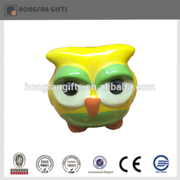 Hotsale yellow ceramic owl money bank