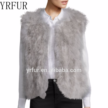 YR375 Turkey Feather Veat Fluffy Fur Vest Cheap Gilet