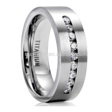 wholesale 8mm high polished black mens titanium rings with 925 silver inlay