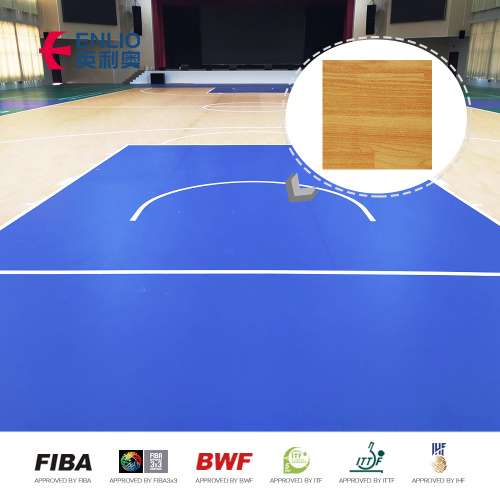 FIBA ได้รับการอนุมัติจากพื้นกีฬาในร่มมืออาชีพ PVC Basketball Basketball Flooring