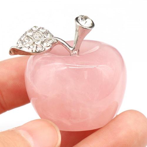 RoseQuartz 1.2Inch Apple Gemstone Crafts for Home office Decoration