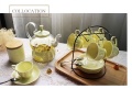 Kaca Teapot dengan Warmer dan Keramik Mug