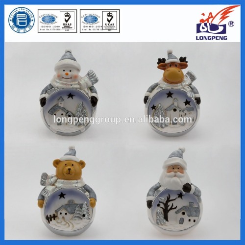 Christmas Ceramic Santa,Snowman,Reindeer,Bear Shape LED Light for Christmas Tree Ornaments