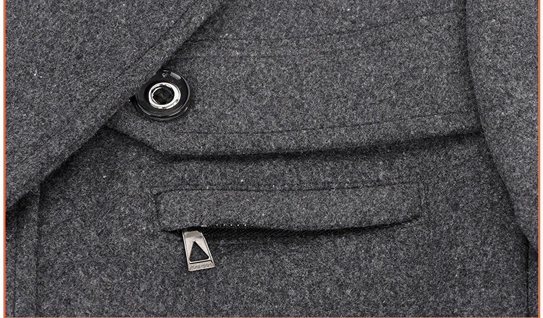 Middle-Aged Wool Men's Thick MID-Length Woolen Jacket