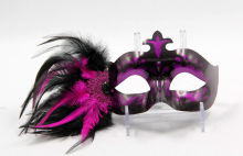 Handmade Feathered Fancy Dress Masks With Red Macrame For Masquerade Ball