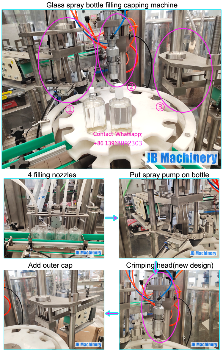 JB-PX4 China Factory Price 4 Heads spray Bottle pump bottle Filling Capping Labeling machine Line