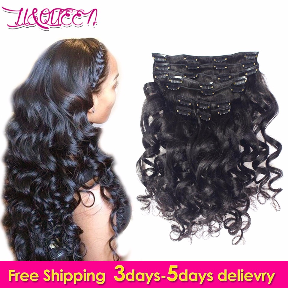 Loose Wave Clip In Human Hair 8A Curly Virgin Brazilian Remy Hair clip in hair extension