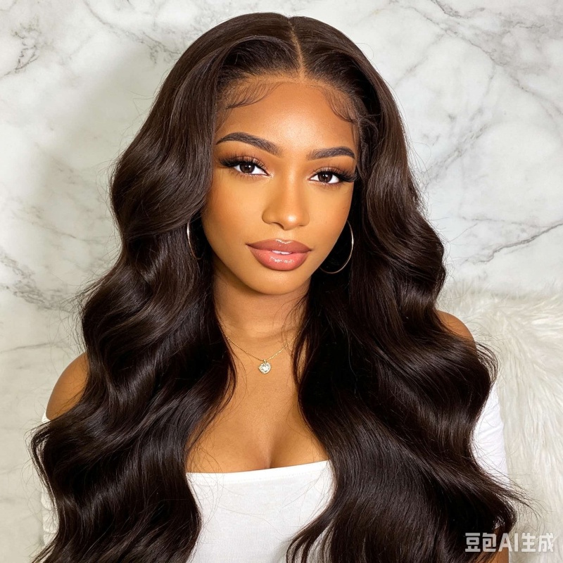 Deep wave 13x6 Lace Front Wig Human Hair Natural Brown 12‑32 Inch