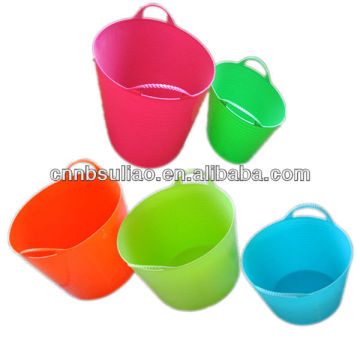 rope handle plastic bucket,coloured plastic bucket