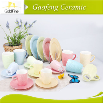 white porcelain plate and mug