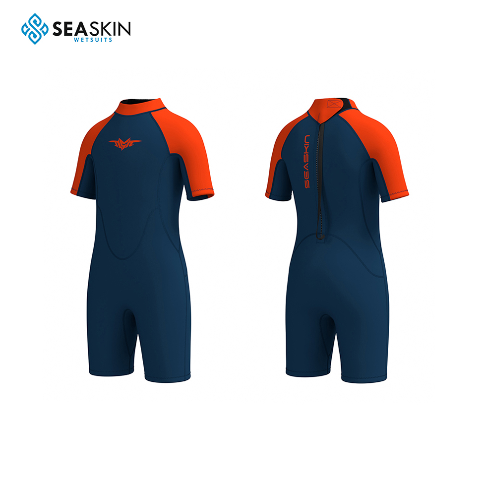 Seaskin Gençlik Wetsuit Tek Parça Geri Zip Neopren Dalış Çocukları İçin 2.5mm Mayo