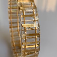 Ice Transparent Round Golden Crystal Adjustable Rutile Quartz Beads Bracelet