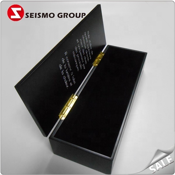 Luxury Wood Black Wine Packaging Gift Box Custom Size Wood handicraft Wine box packaging