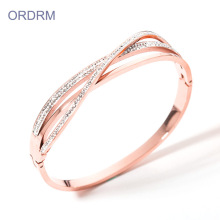 Womens Dainty Rose Gold Pave Diamond Bracelet