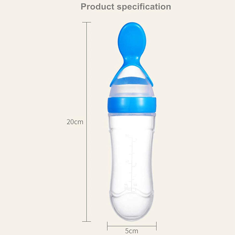 Baby Squeeze Spoon Feeder Food Baby Bottle Feeder Spoon Silicone Baby Bottle Spoon Feeder