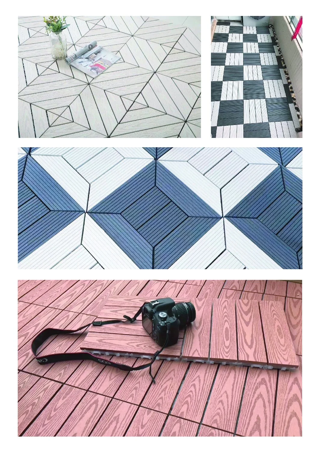 Co-Extrusion DIY Interlocking Flooring Tiles Outdoor Waterproof WPC Deck Tiles