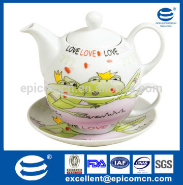 Cartoon frog decor 3 pcs ceramic tea set for one person