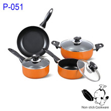 Ningbo pressed 7pcs induction aluminium ceramic coating nonstick safe titanium cookware