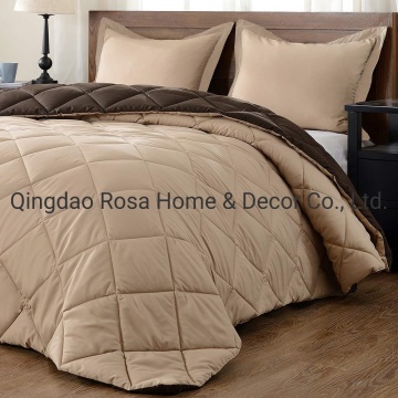 Light Grey Reversible Quilts Insert Ultra-Soft Micromink Blanket Comforter