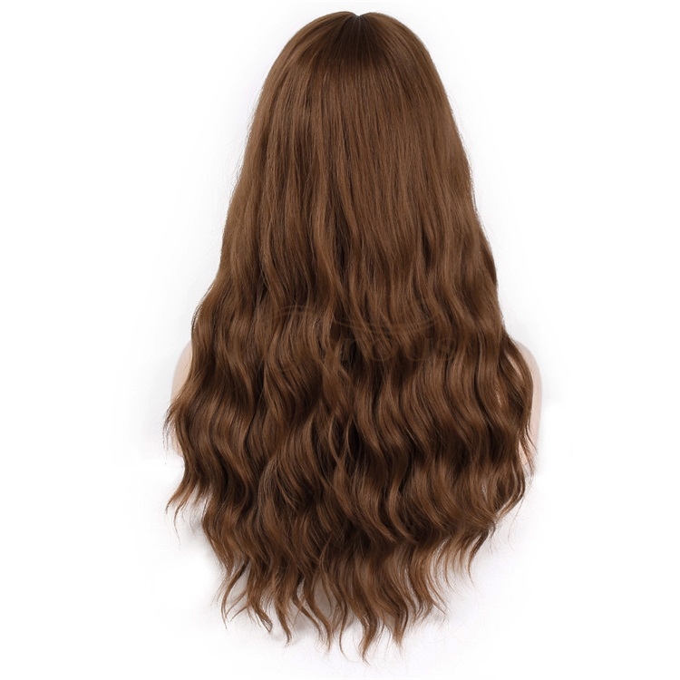 Vigorous Long Wavy Wig with Bangs for Black Women Heat Resistant Friendly Synthetic Party Wigs Long Blonde Wig