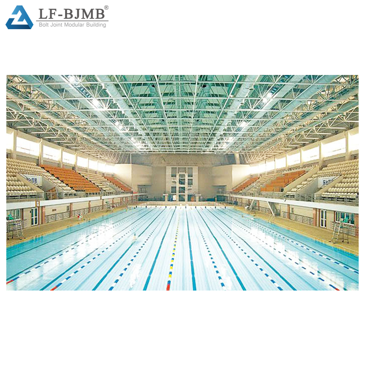 China manufacture two-storey high rise steel structure building frame swimming pool roof construction