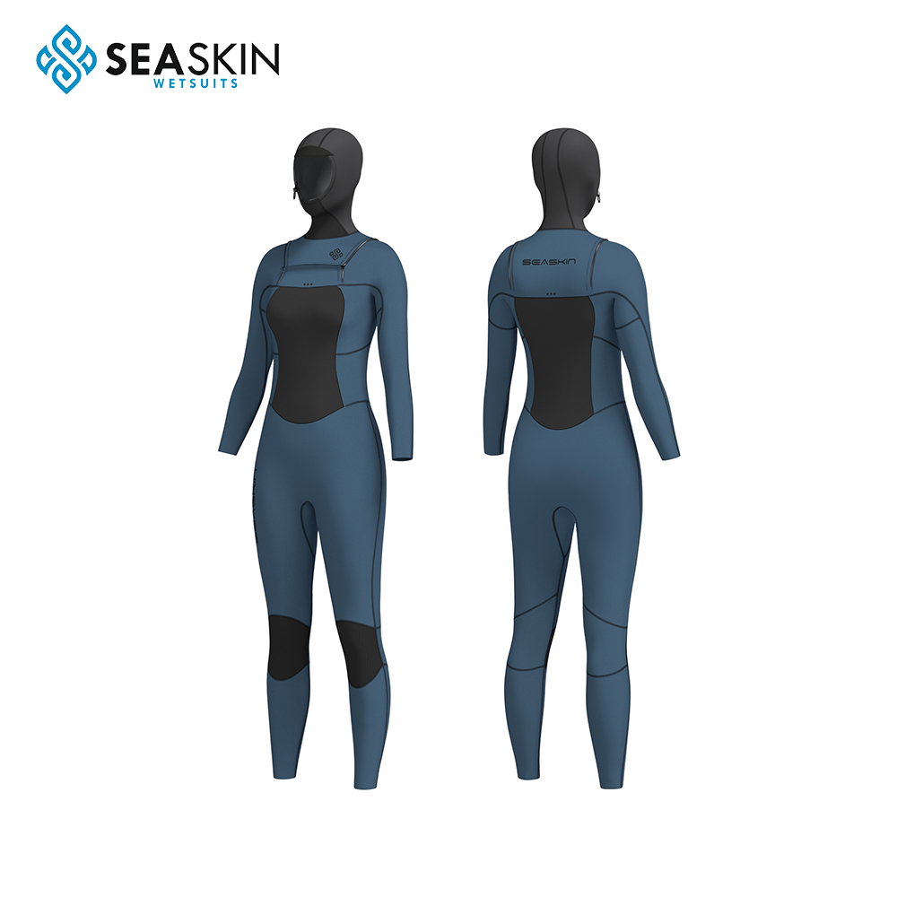 Seaskin Girls 5/4mm Kış Kapüşonlu Sörf Wetsuits