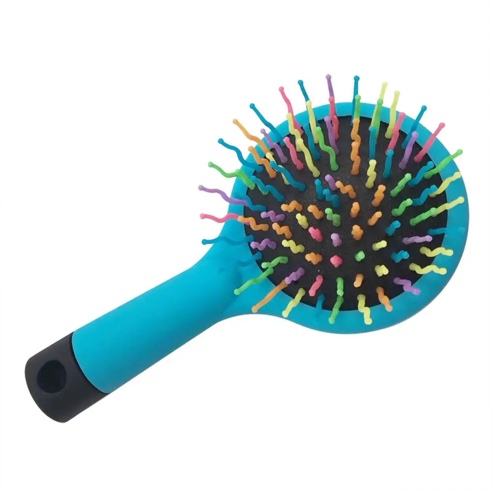 Rainbow Volume Anti-Static Magic Detangler Hair Curl Straight Massage Paddle Brush Comb Hair Care Styling Tools with Mirror