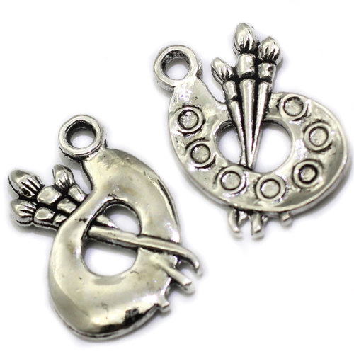 17mm Alloy Charm Art Brush And Palette Charms For Necklace Earring Bracelet Pendant Jewelry Making