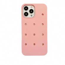 Fashionable Summer Color Waterproof Silicone iPhone Case with Croc Charms for iPhone 11/12/13 Pro Max